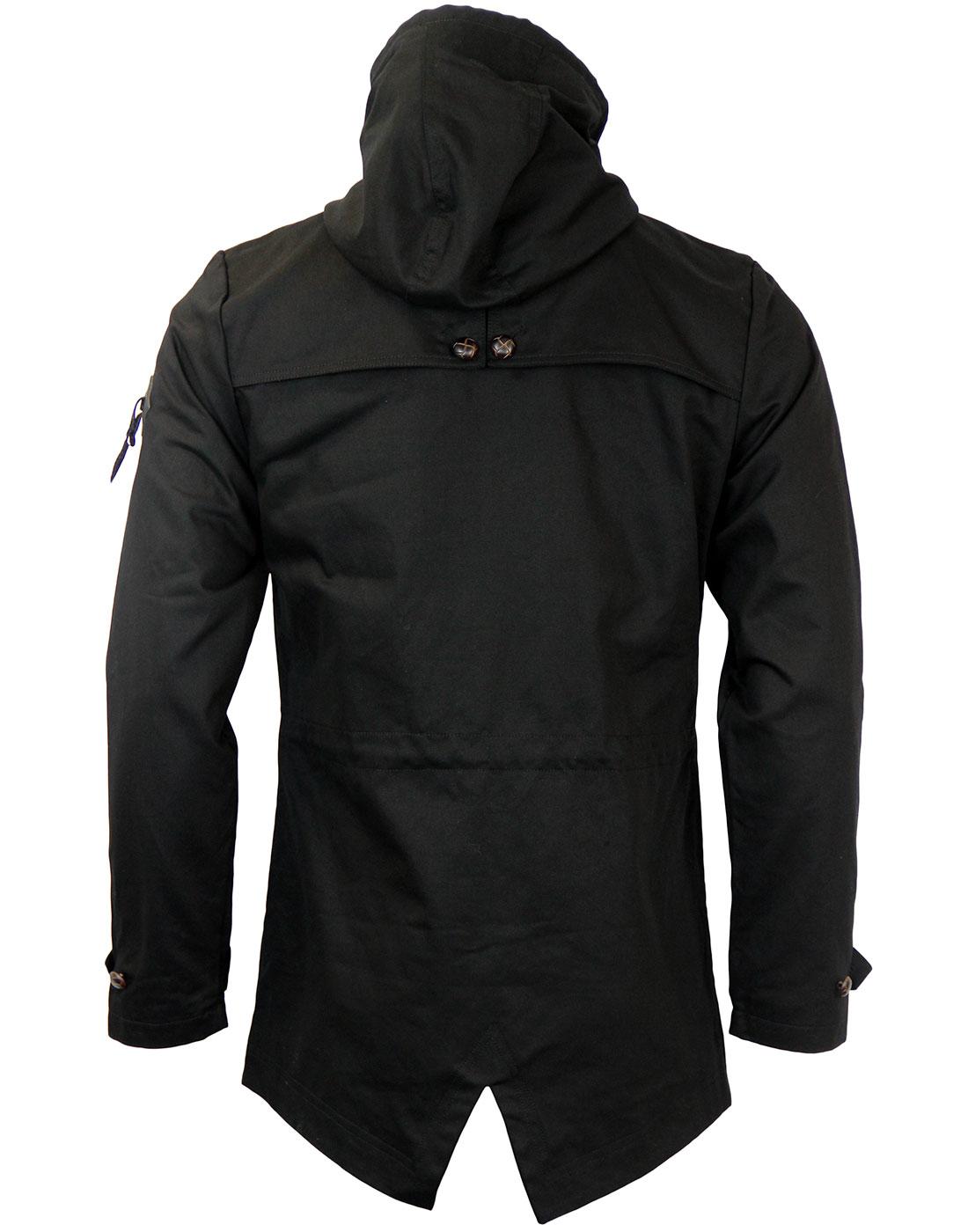 FLY53 Burton Retro Indie Mod Military Fishtail Parka Jacket Black