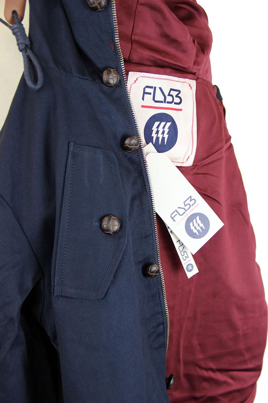 FLY53 Burton Retro Indie Mod Fishtail Parka Jacket in Midnight