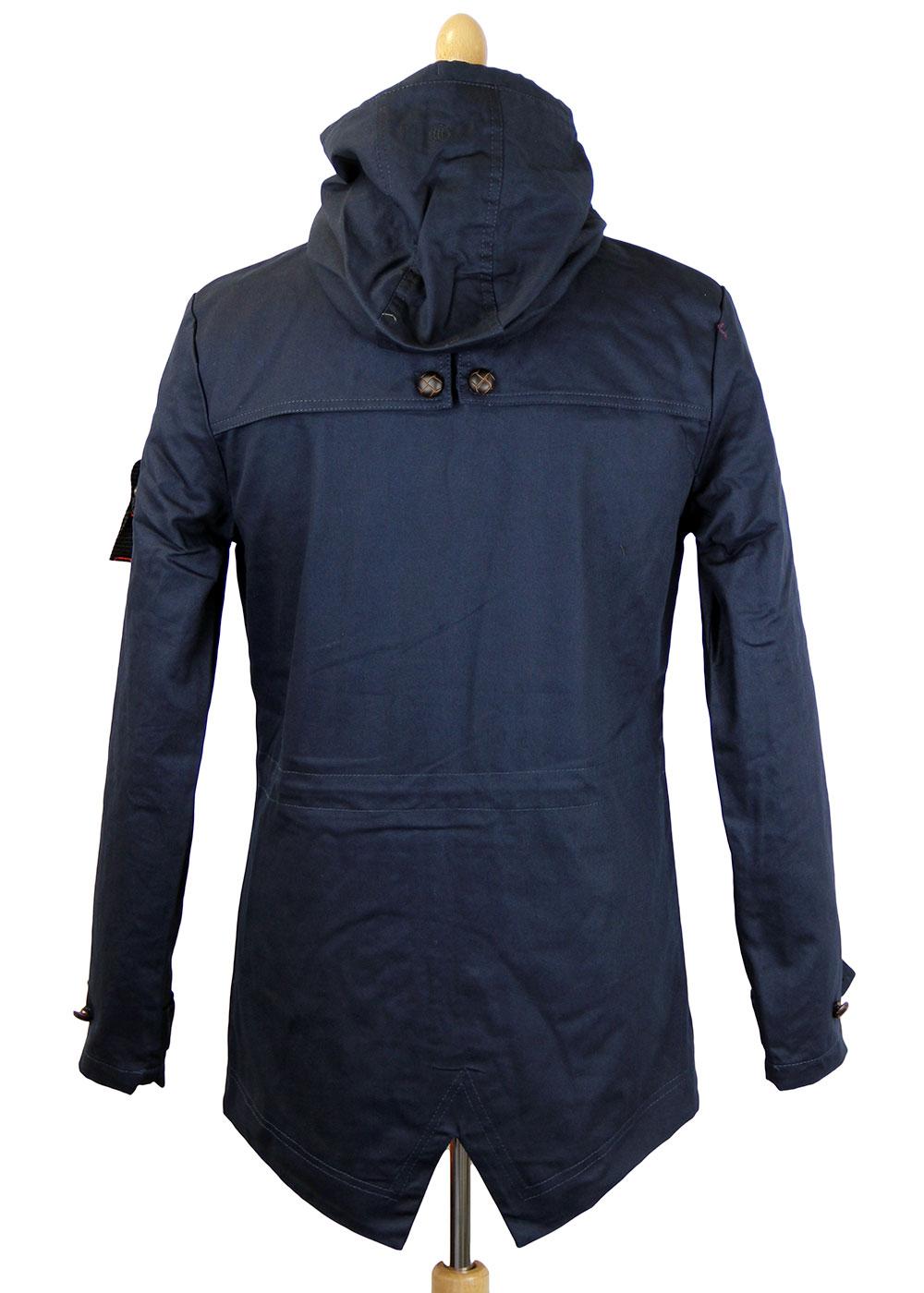 FLY53 Burton Retro Indie Mod Fishtail Parka Jacket in Midnight