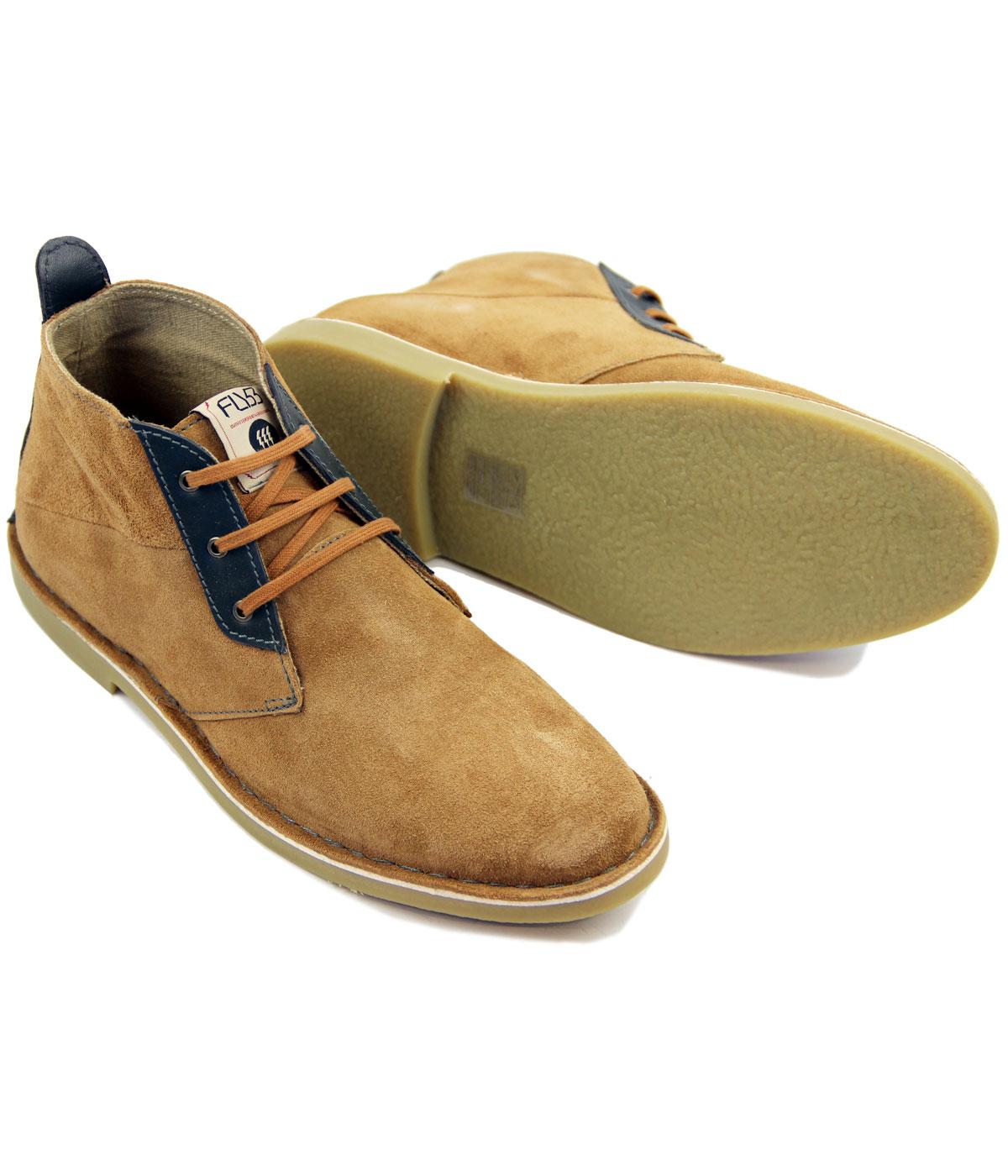 FLY53 Montana Retro Mod Suede & Leather Desert Boots in Coffee