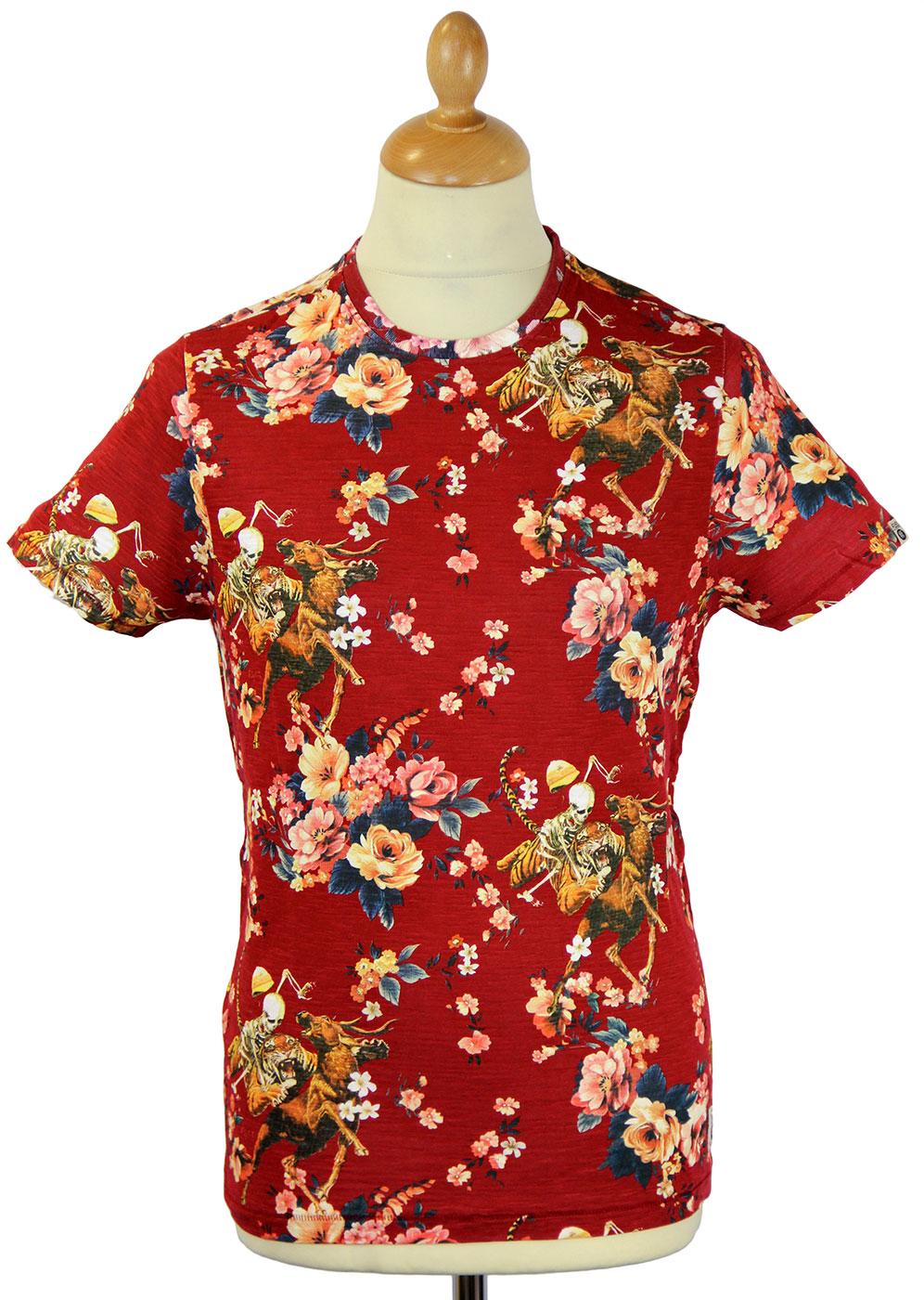 Crimson Ghost FLY53 Retro Indie Floral T-shirt (R)