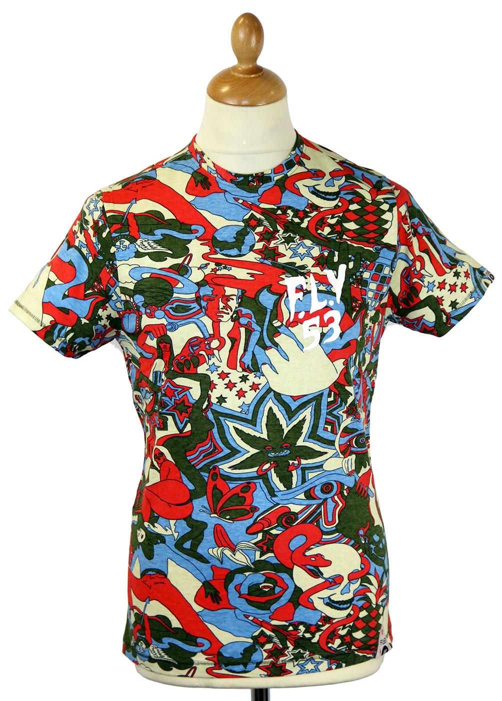 Wolfe FLY53 Retro 60s Psychedelic Graphic T-shirt