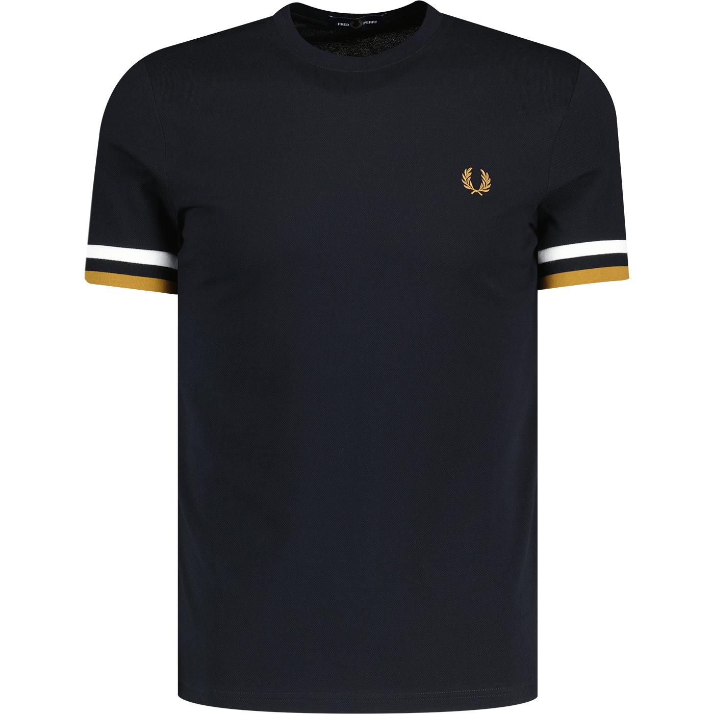 Fred Perry Retro Mod Bold Tipped Pique Tee in Black