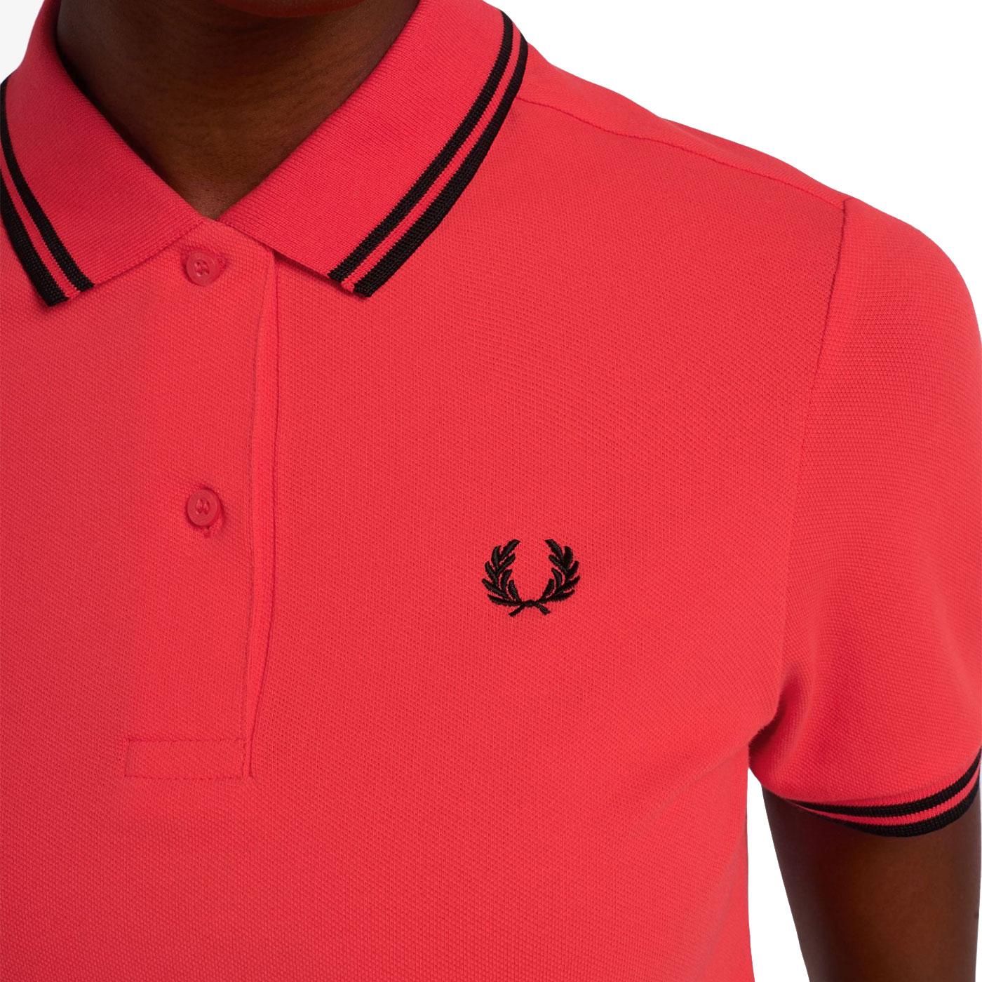 FRED PERRY Womens G3600 Twin Tipped Polo Pink Flamingo