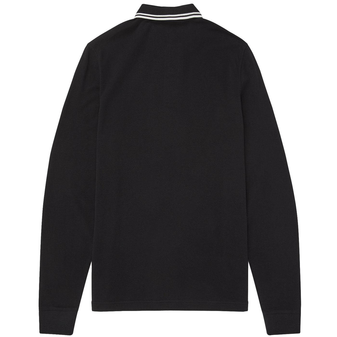 FRED PERRY Mod Twin Tipped Long Sleeve Polo in Black