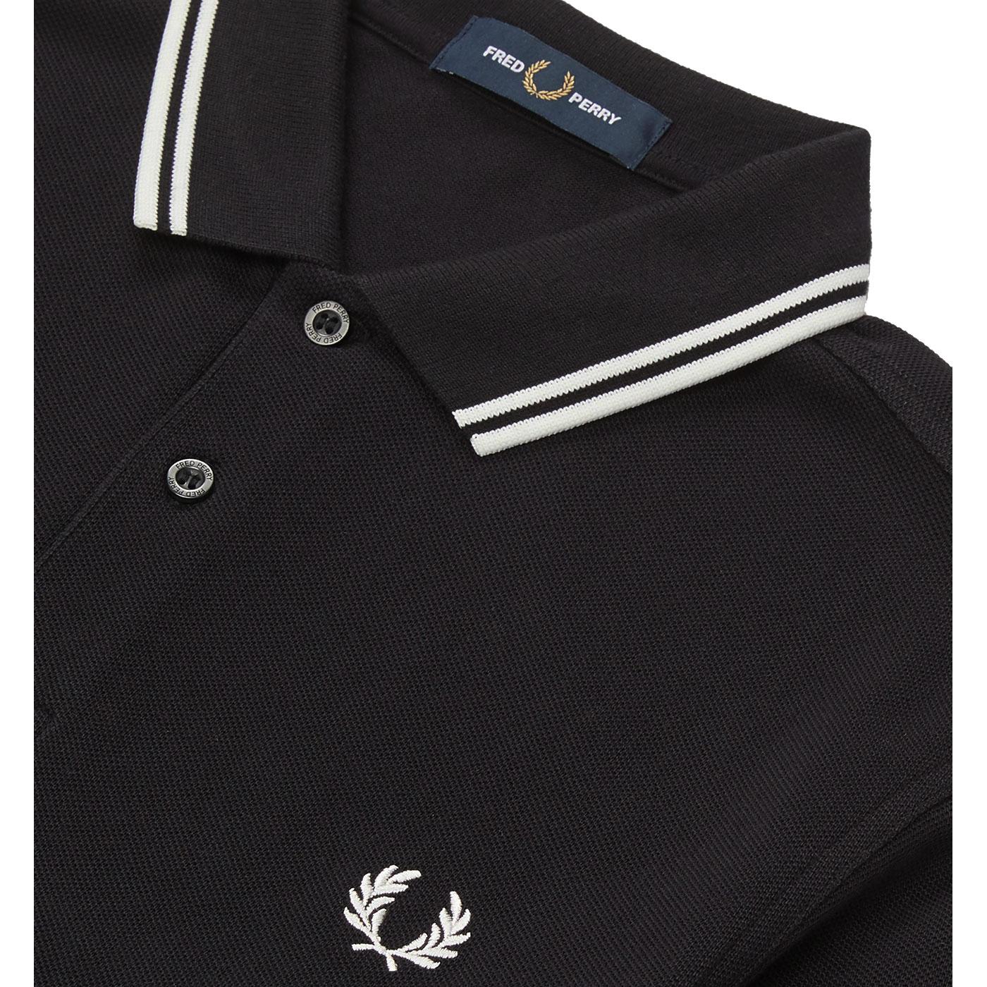 FRED PERRY Mod Twin Tipped Long Sleeve Polo in Black