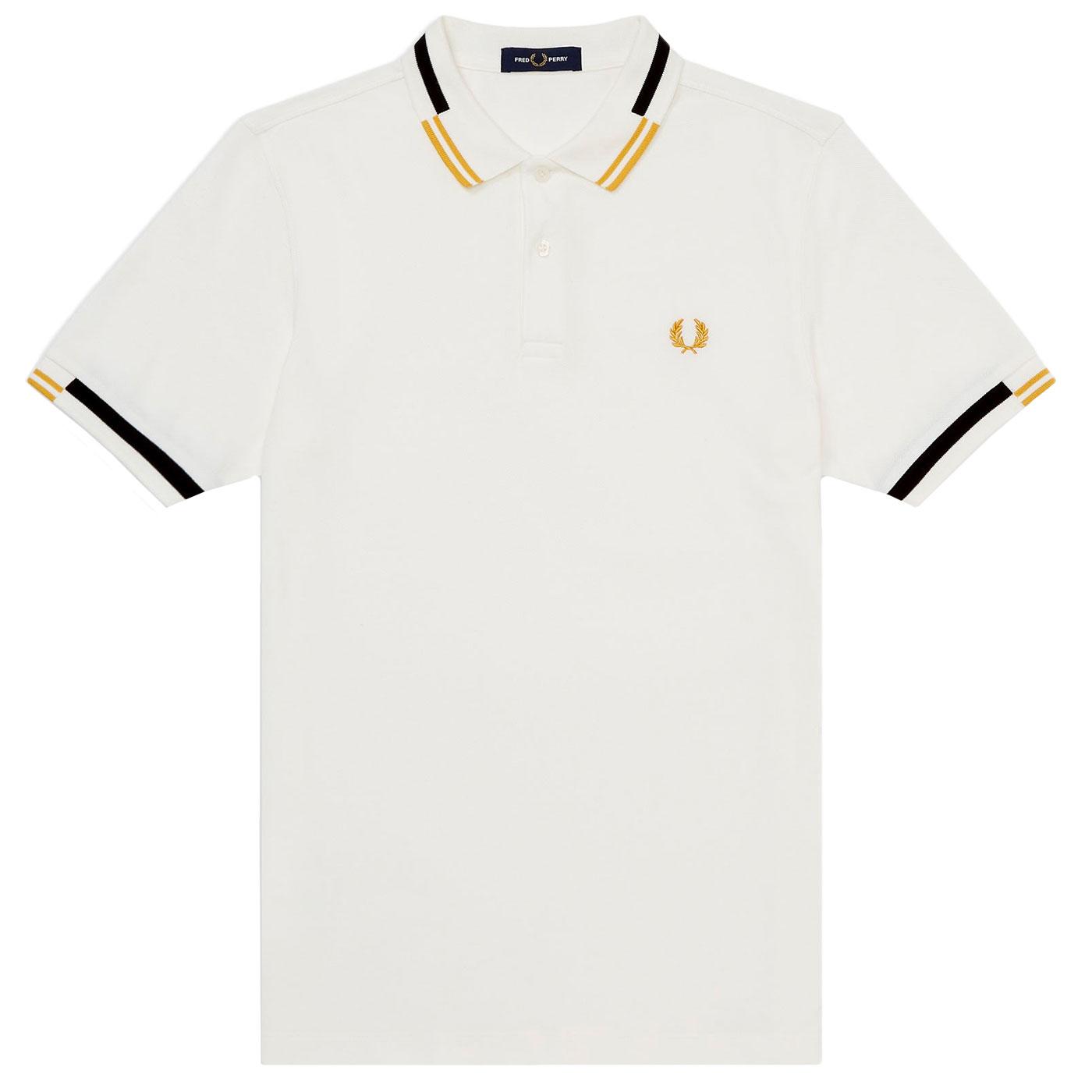 FRED PERRY M8551 Abstract Tipped Polo Shirt in Snow White