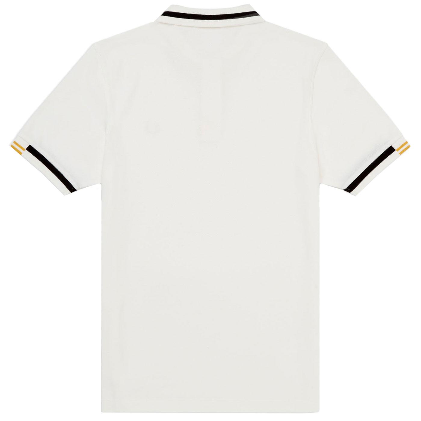 FRED PERRY M8551 Abstract Tipped Polo Shirt in Snow White