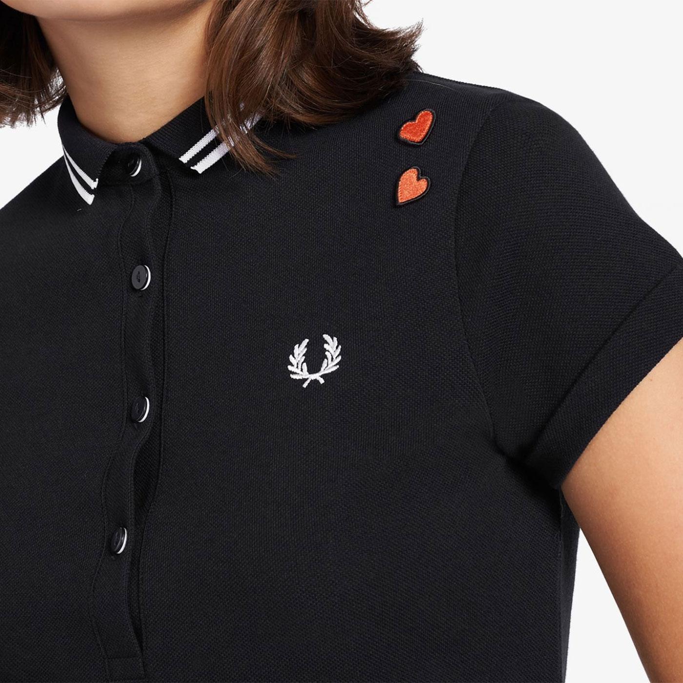 FRED PERRY Amy Winehouse Womens Tipped Polo Top Black