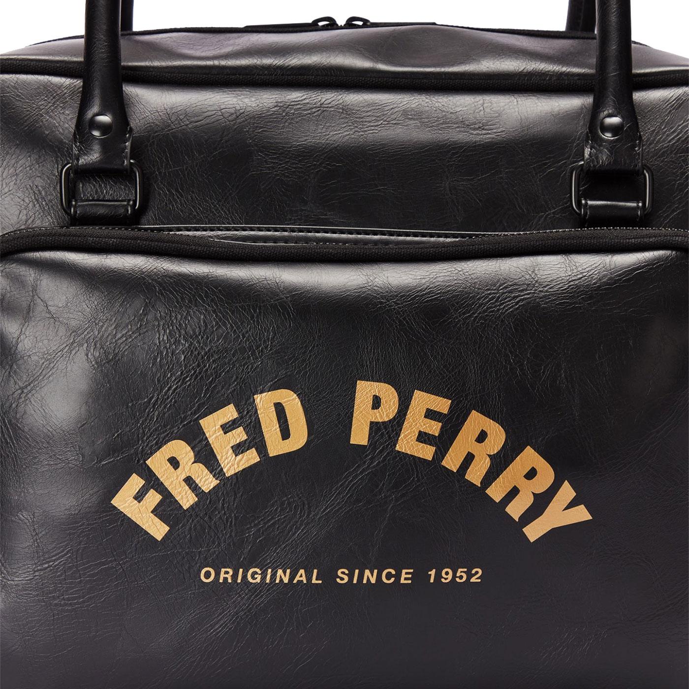 FRED PERRY Retro Arch Branded Holdall Bag in Black