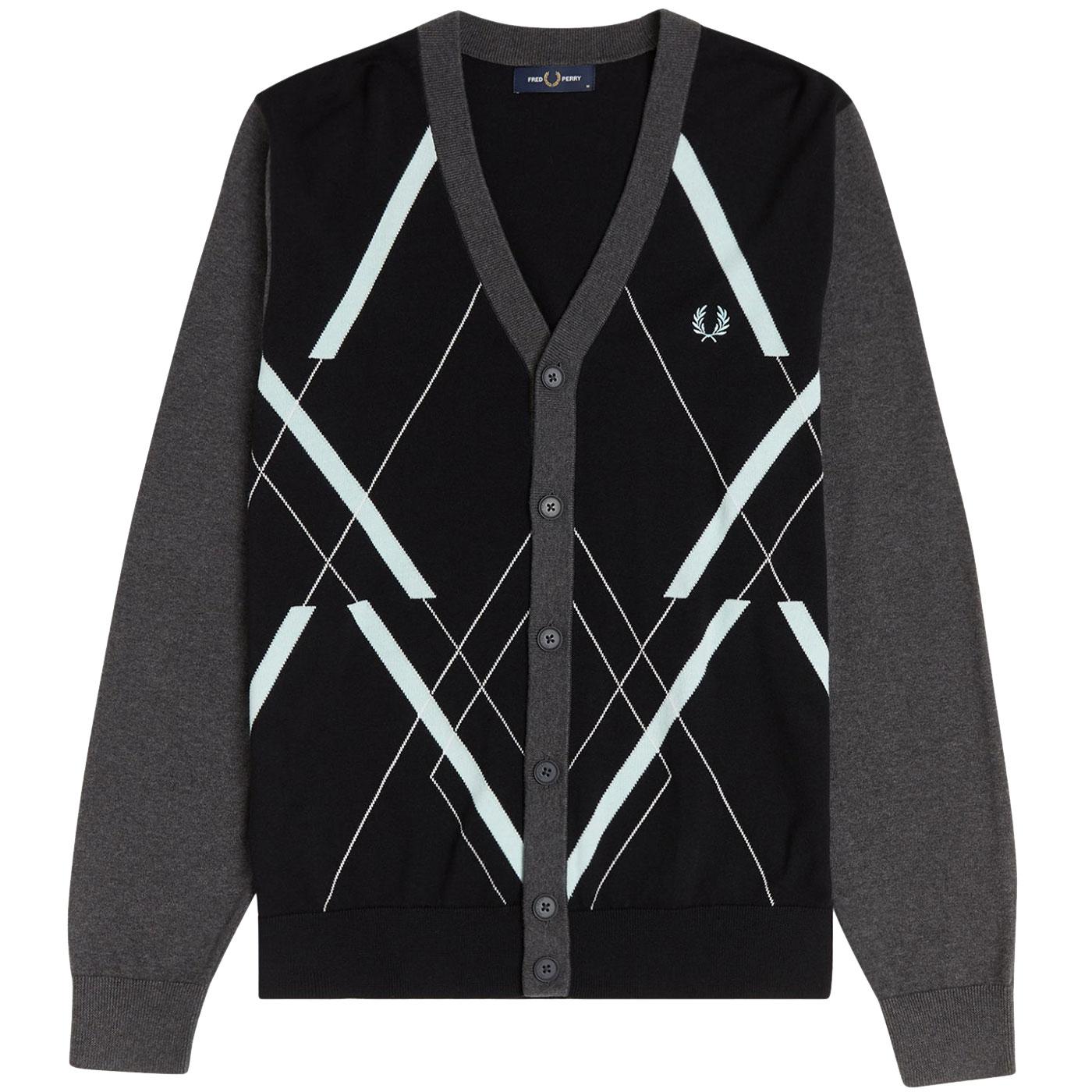 FRED PERRY Men's Abstract Argyle Knitted Cardigan