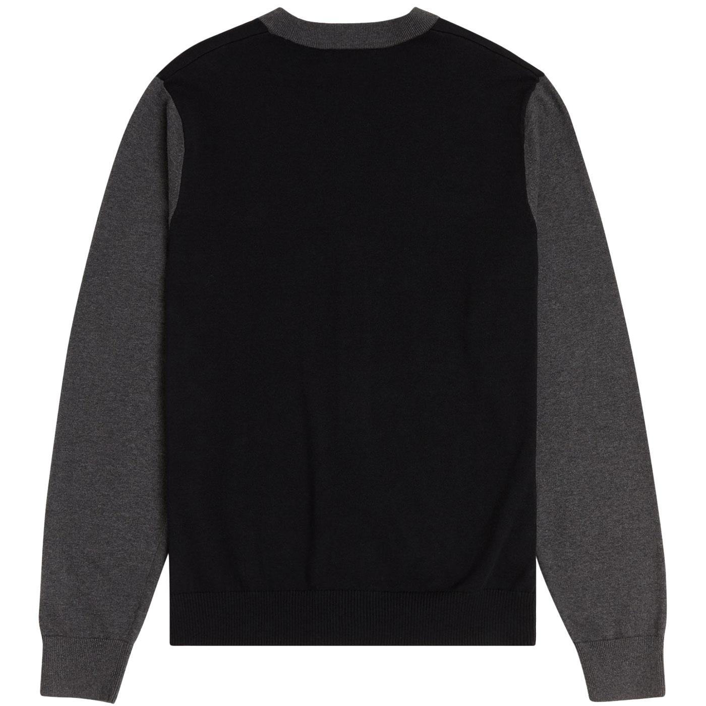 FRED PERRY Men's Abstract Argyle Knitted Cardigan in Black