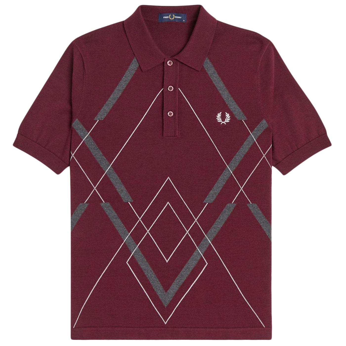FRED PERRY K1535 Abstract Argyle Knit Polo Shirt