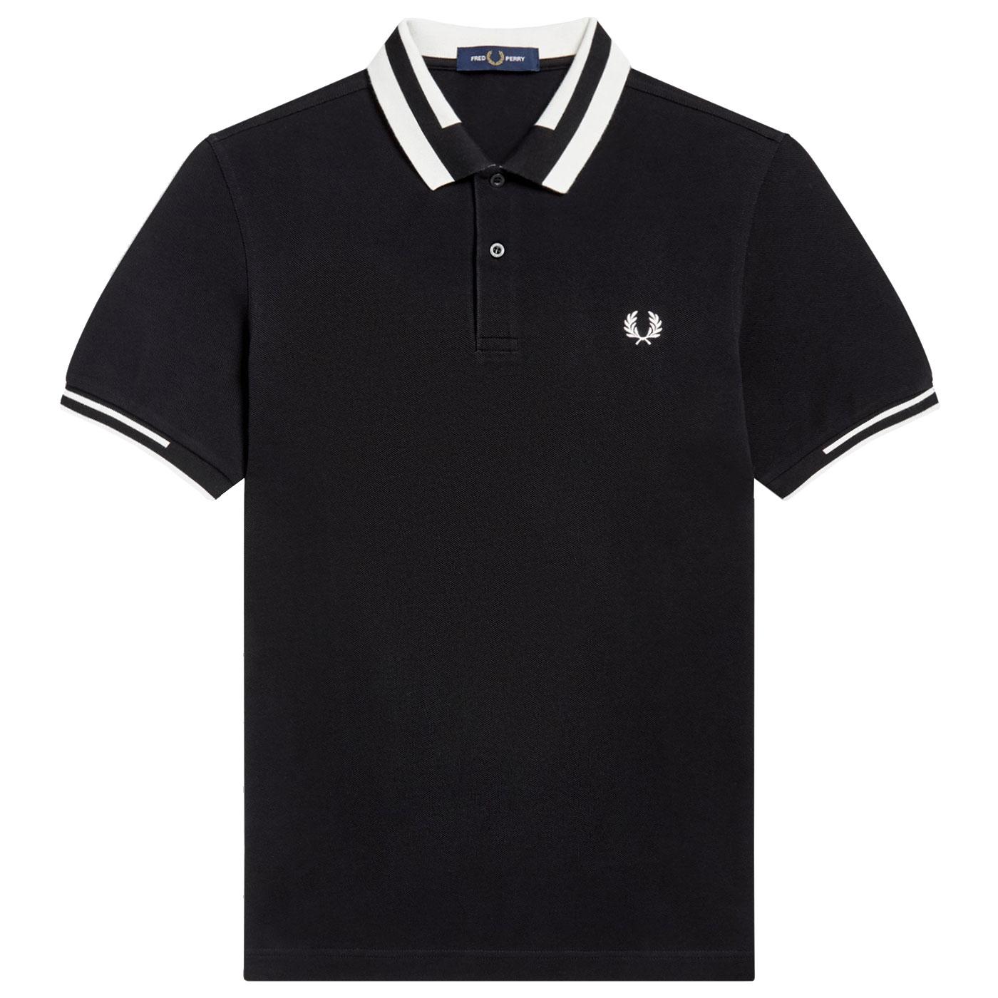 FRED PERRY Bold Tipped Retro Mod Pique Polo in Black