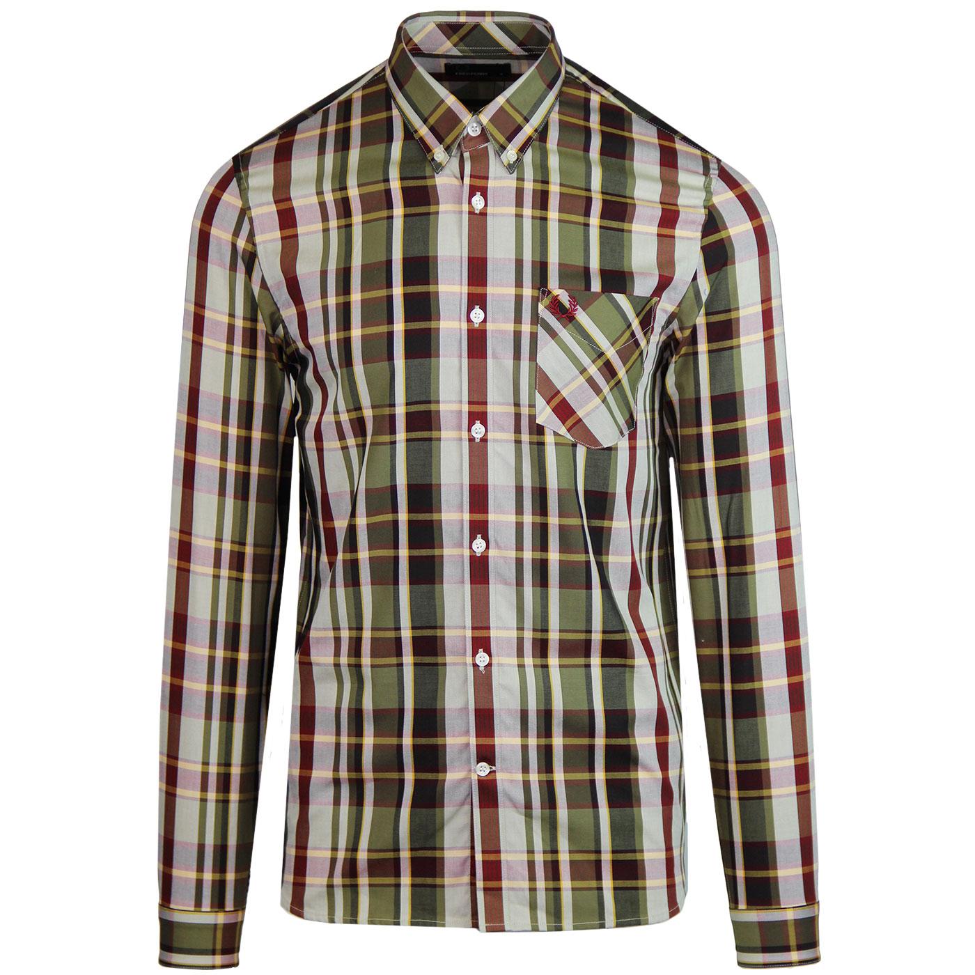 FRED PERRY Mod Bold Check Button Down Shirt (Port)