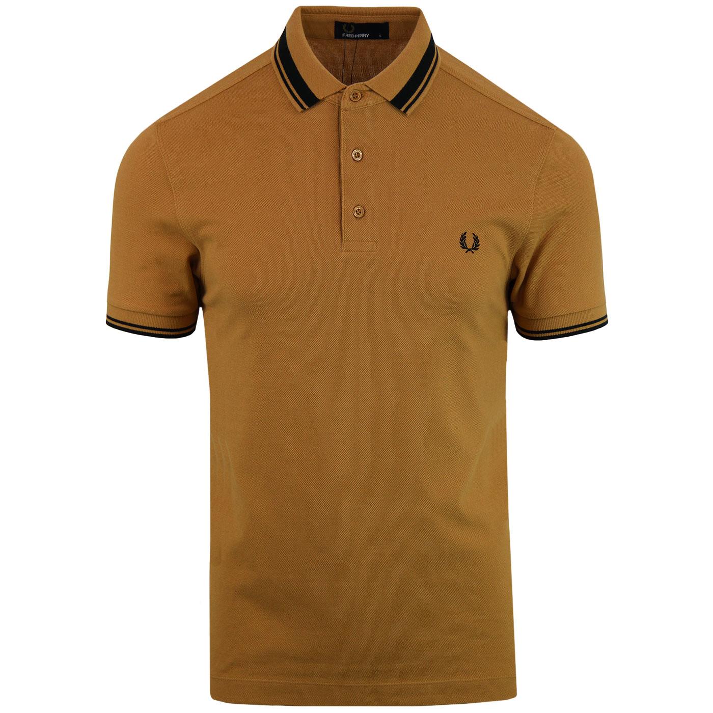FRED PERRY Mod Contrast Tipped Pique Polo CARAMEL