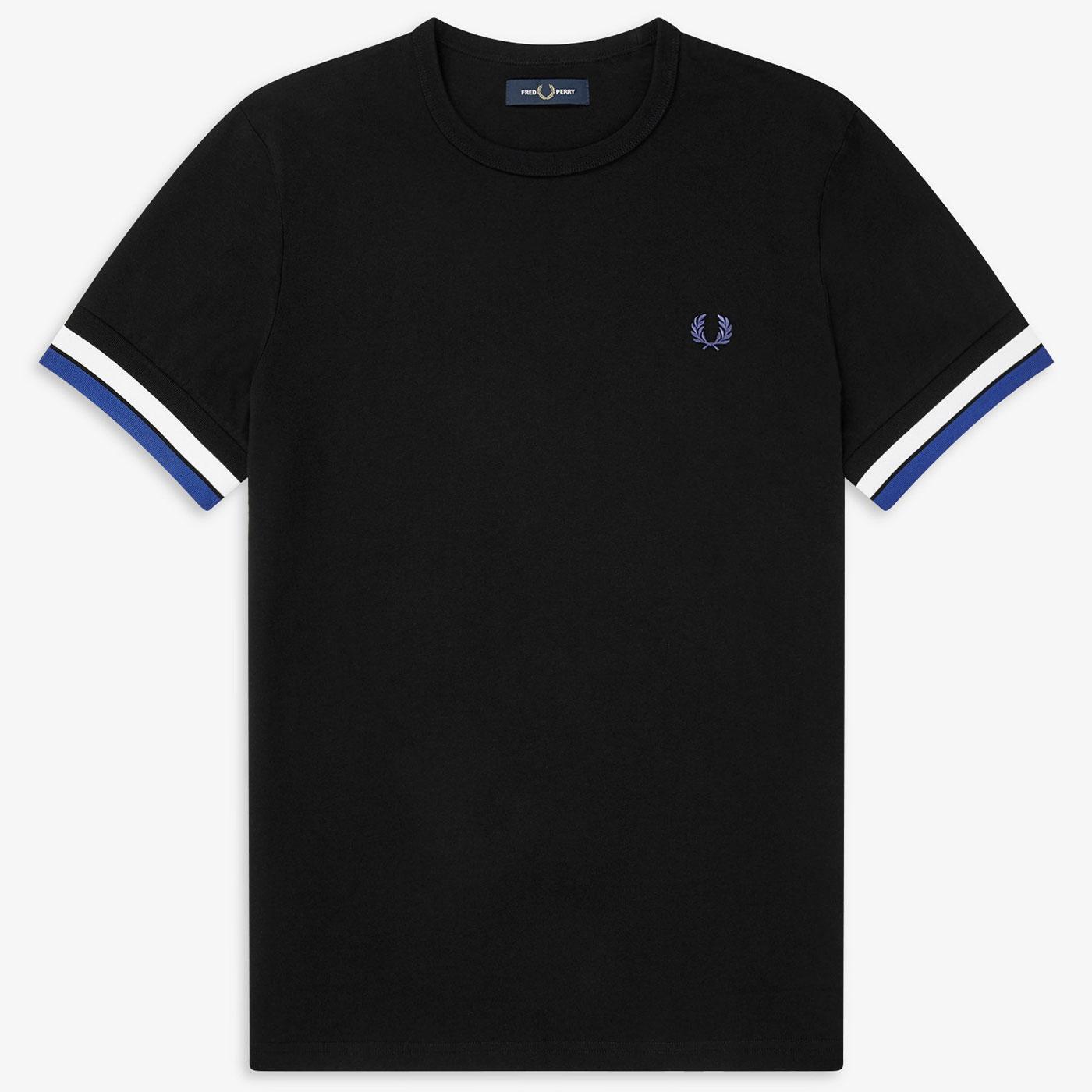 FRED PERRY Men's Retro Bold Tipped T-Shirt in BLACK