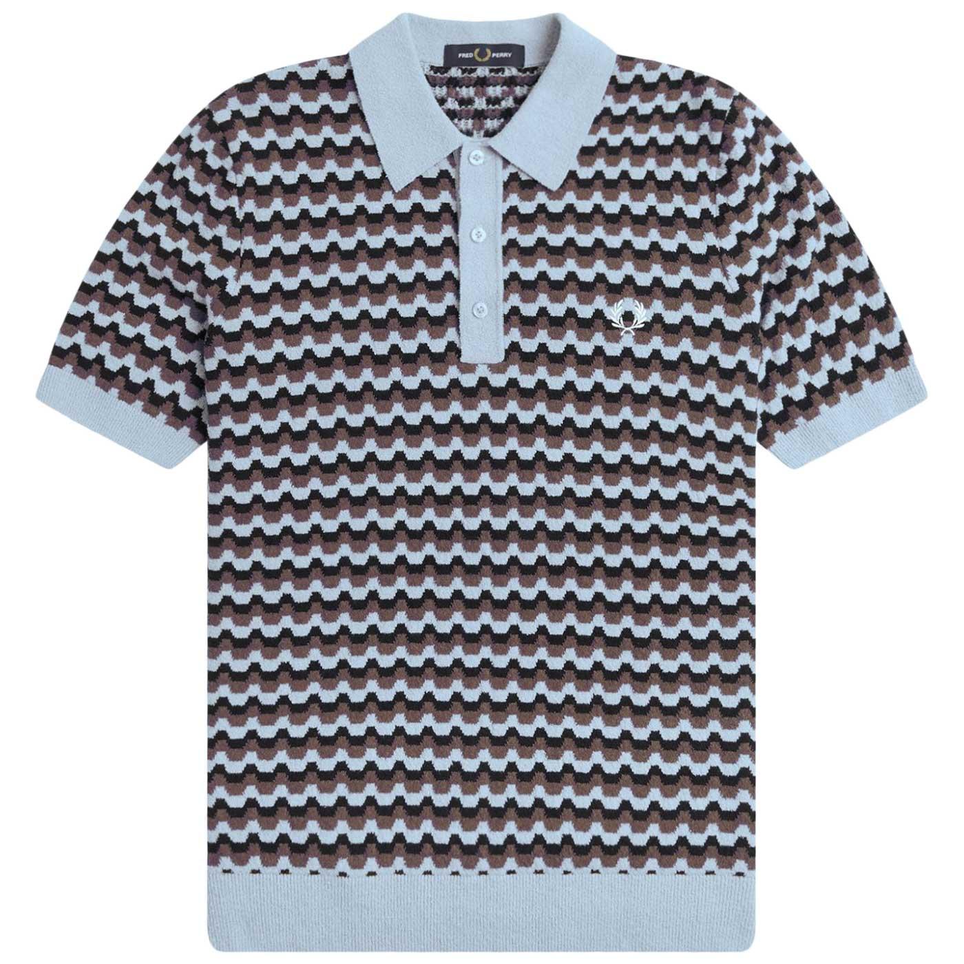 Fred Perry Boucle Jacquard Knitted Mod Polo Shirt 
