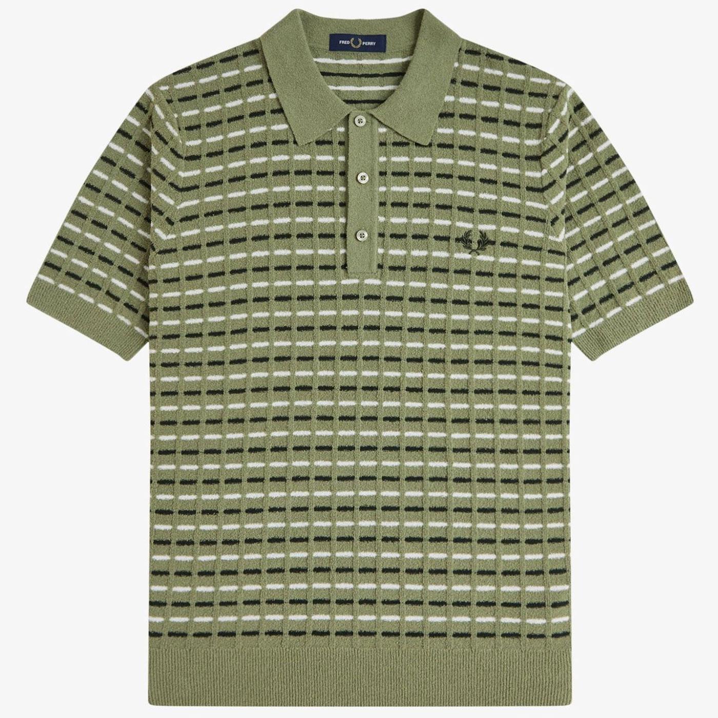 Fred Perry Boucle Ribbed Knitted Polo Shirt (OM)