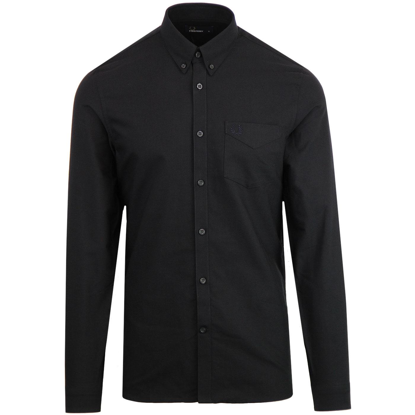FRED PERRY Classic 60s Mod Button Down Oxford Shirt Black