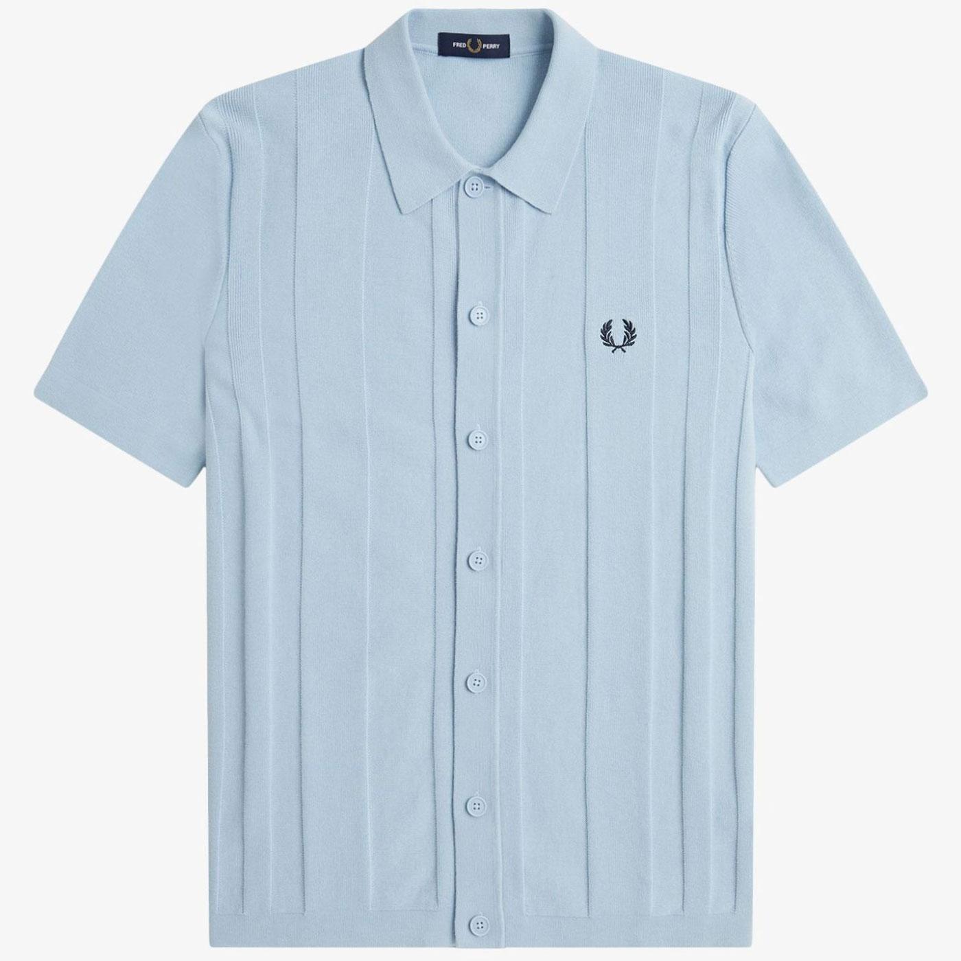 Fred Perry Button Through Retro Mod Knitted Shirt 
