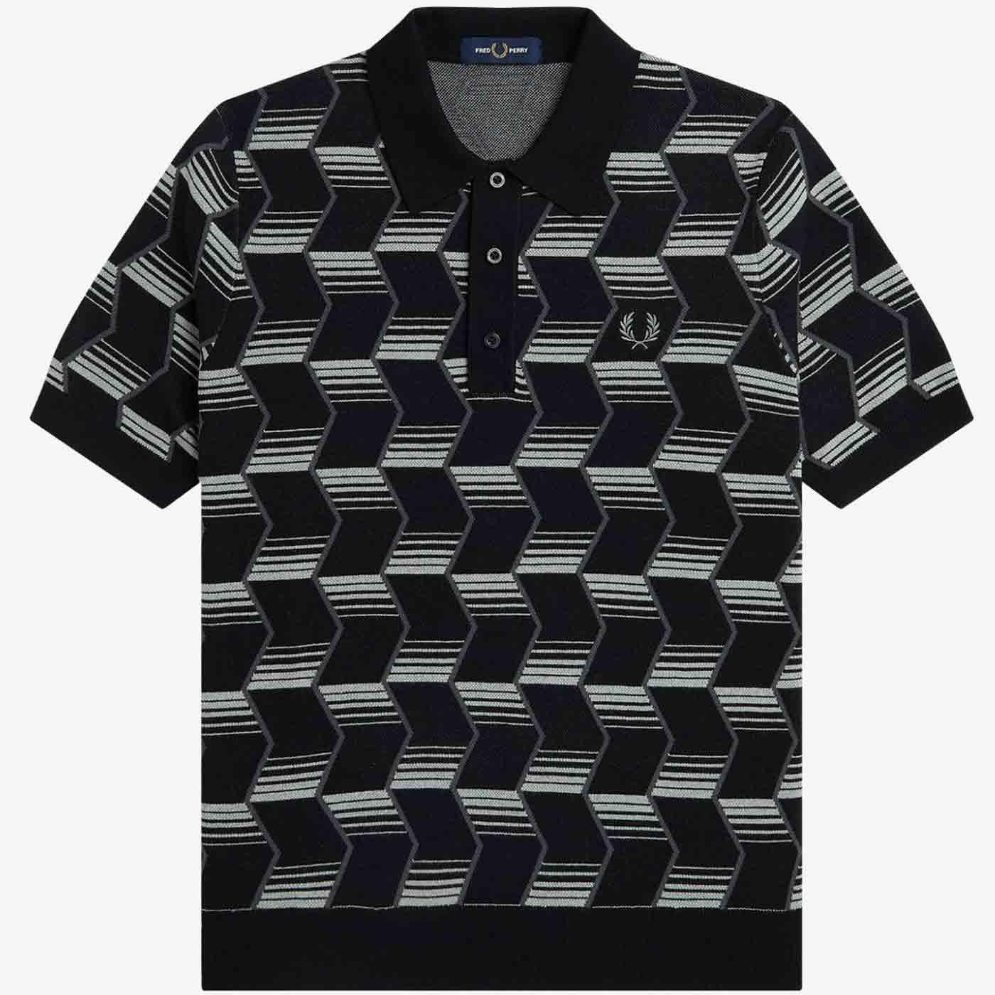Fred Perry Retro 60s Chevron Stripe Knitted Shirt 