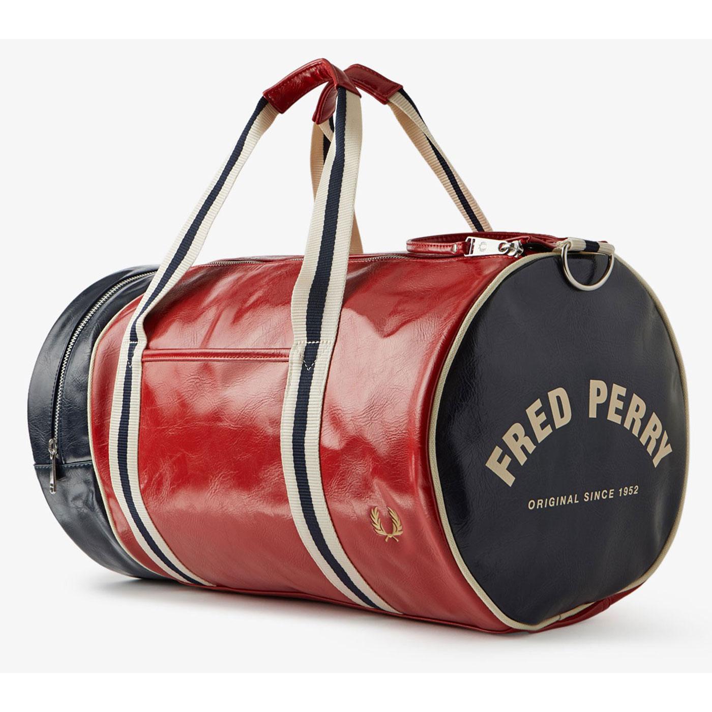 FRED PERRY Colour Block Classic Barrel Bag Red & Navy