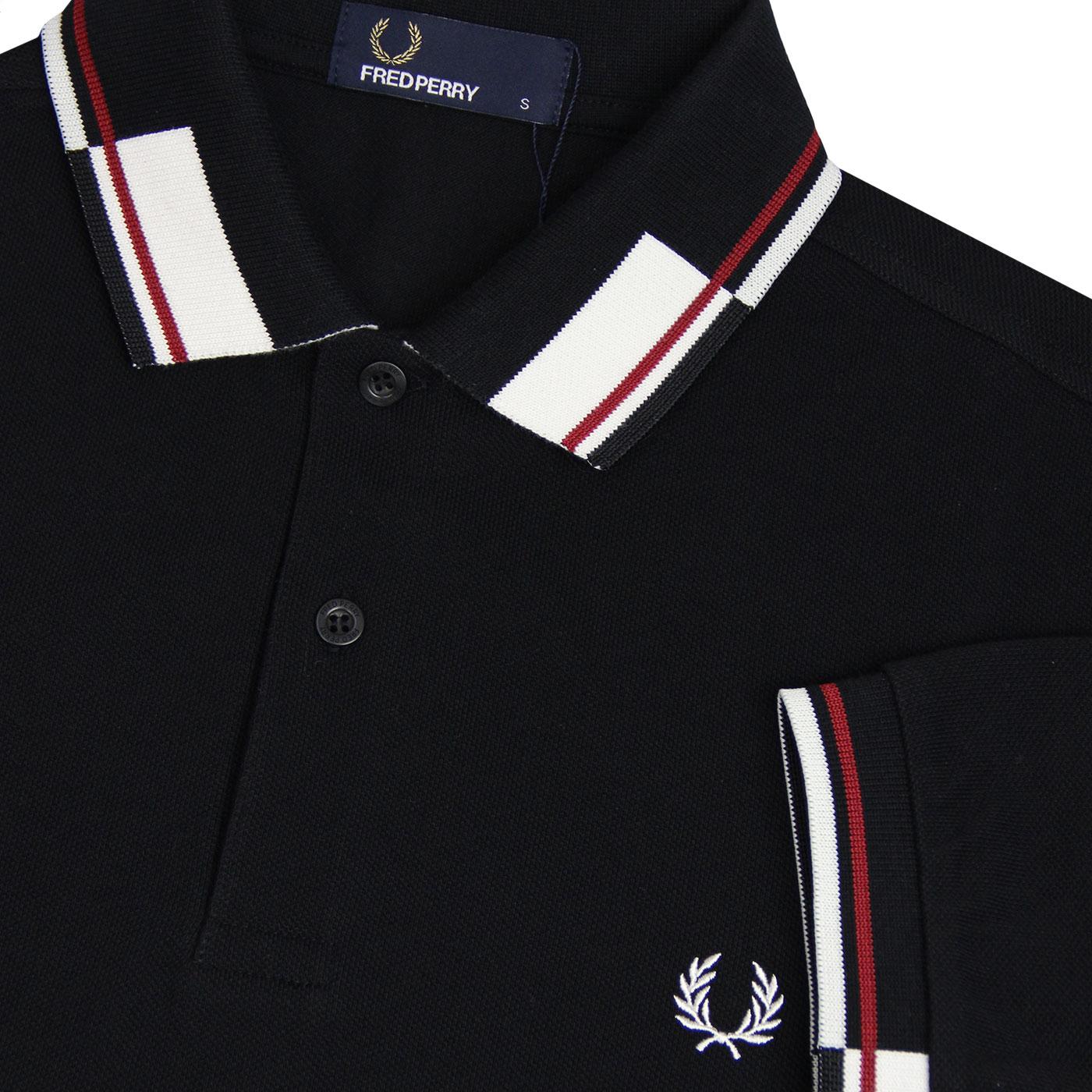 FRED PERRY M650s Retro Mod Abstract Collar Polo Top Black