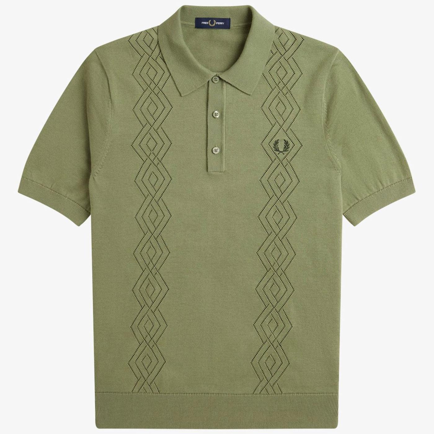 Fred Perry Combed Cotton Pointelle Knitted Shirt M