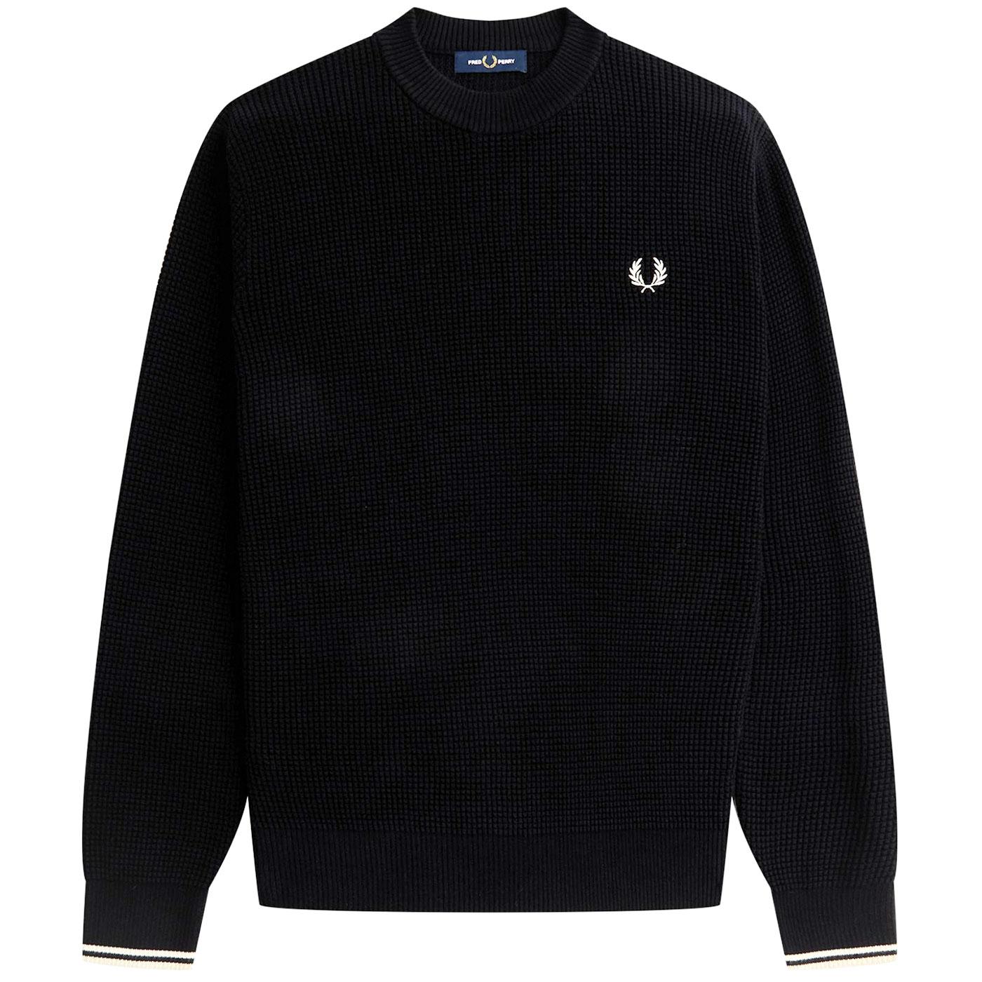 Fred Perry Combed Cotton Waffle Stitch Jumper B