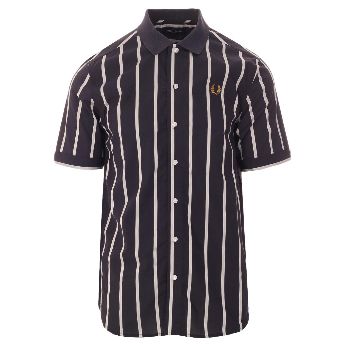 FRED PERRY Contrast Collar Retro Stripe Shirt (DG)