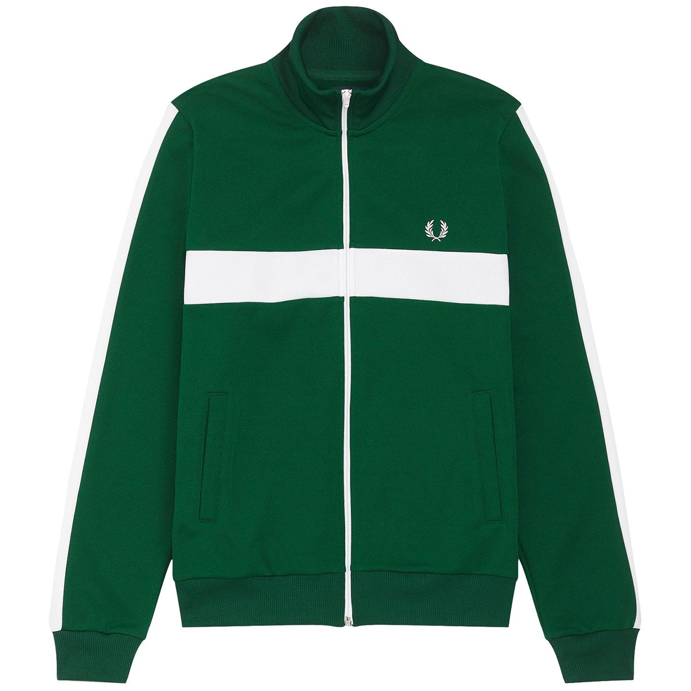 FRED PERRY Men's Retro Contrast Panel Track Jacket in Ivy