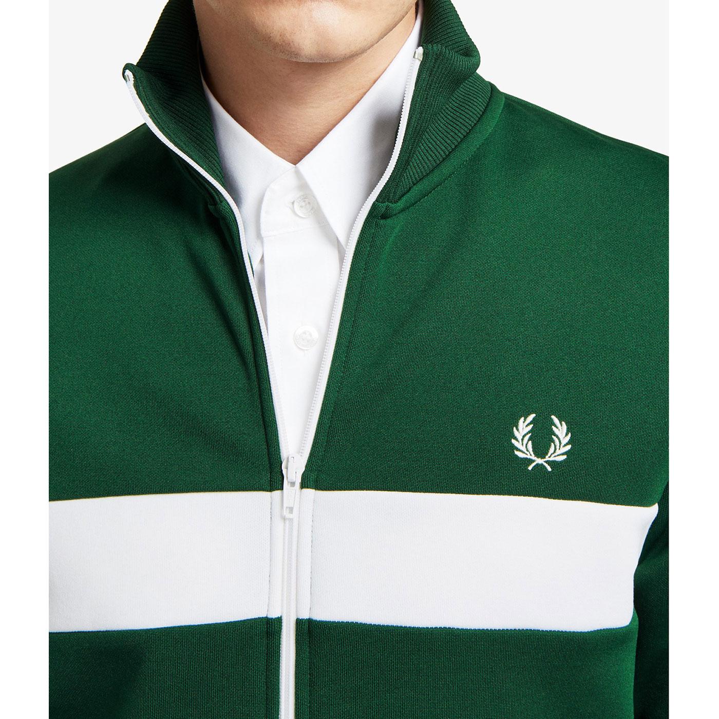 FRED PERRY Men's Retro Contrast Panel Track Jacket in Ivy