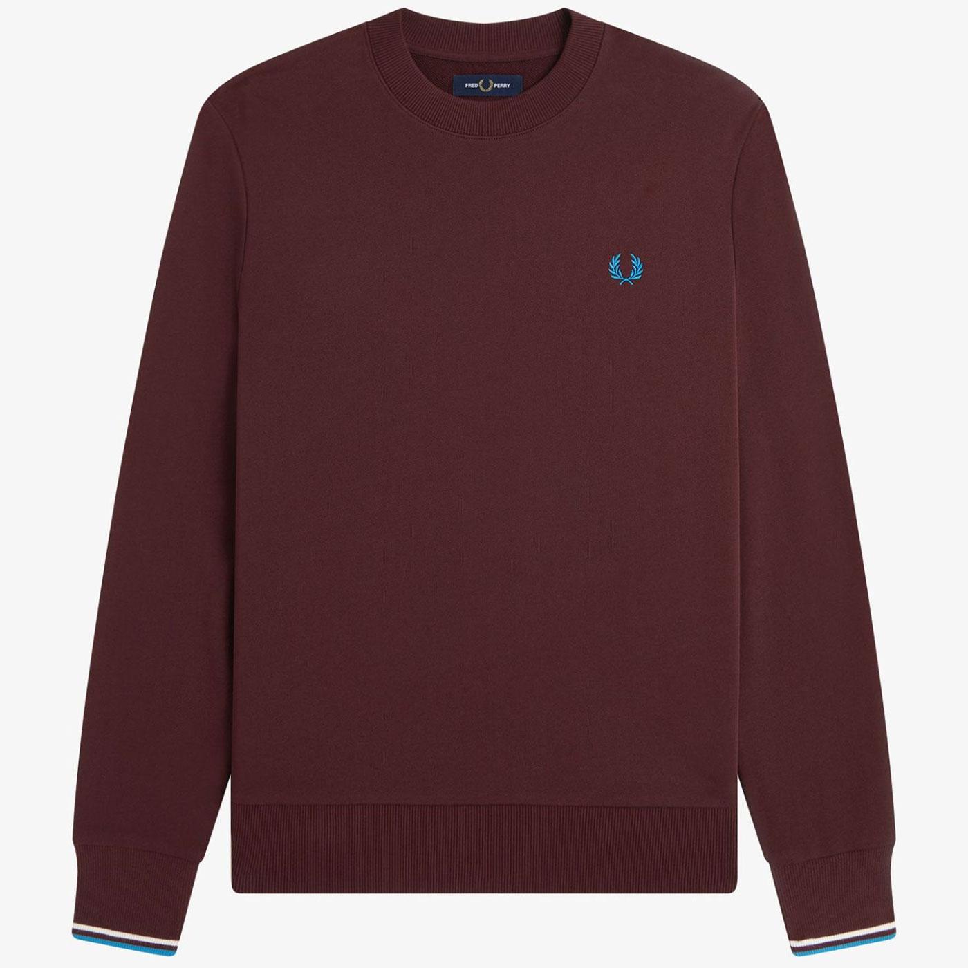 Fred Perry Retro 80s Crew Neck Oxblood Sweatshirt 