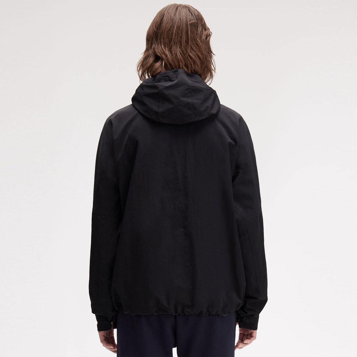 Fred Perry Retro Cropped Ripstop Hooded Parka Jacket in Black