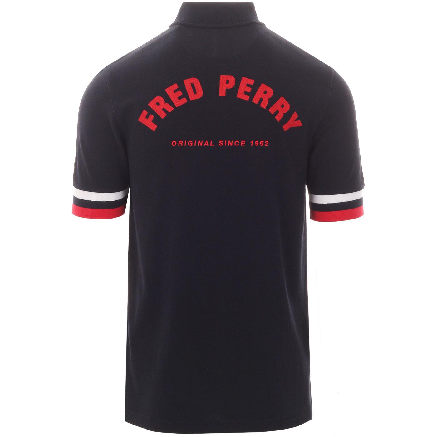 FRED PERRY Men's Retro Mod Pique Cycling Top in Navy