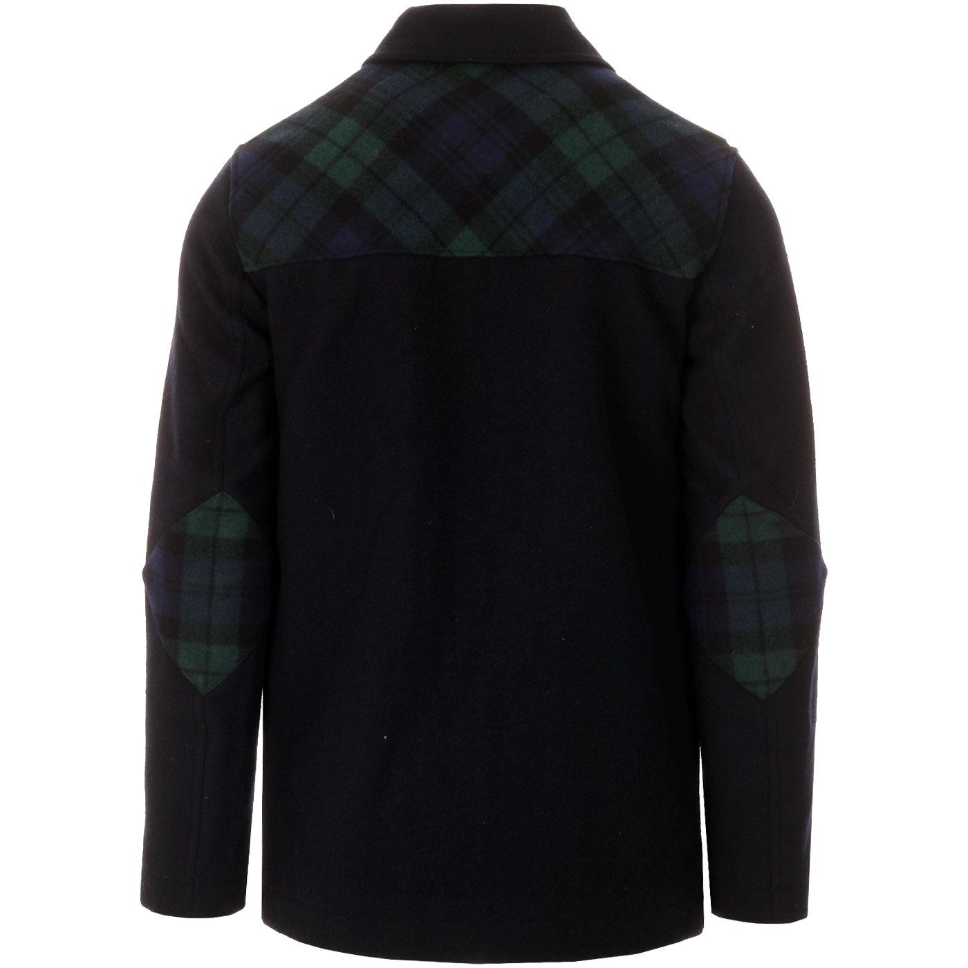FRED PERRY Retro Mod Indie Wool Donkey Jacket in Navy
