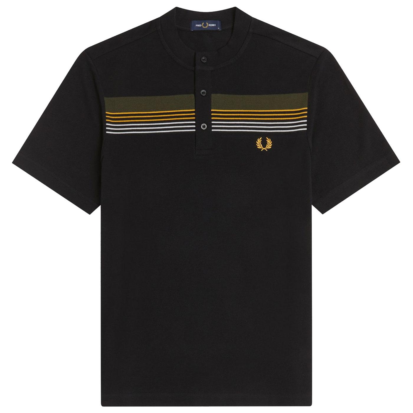 FRED PERRY Mod Engineered Stripe Pique Henley Top
