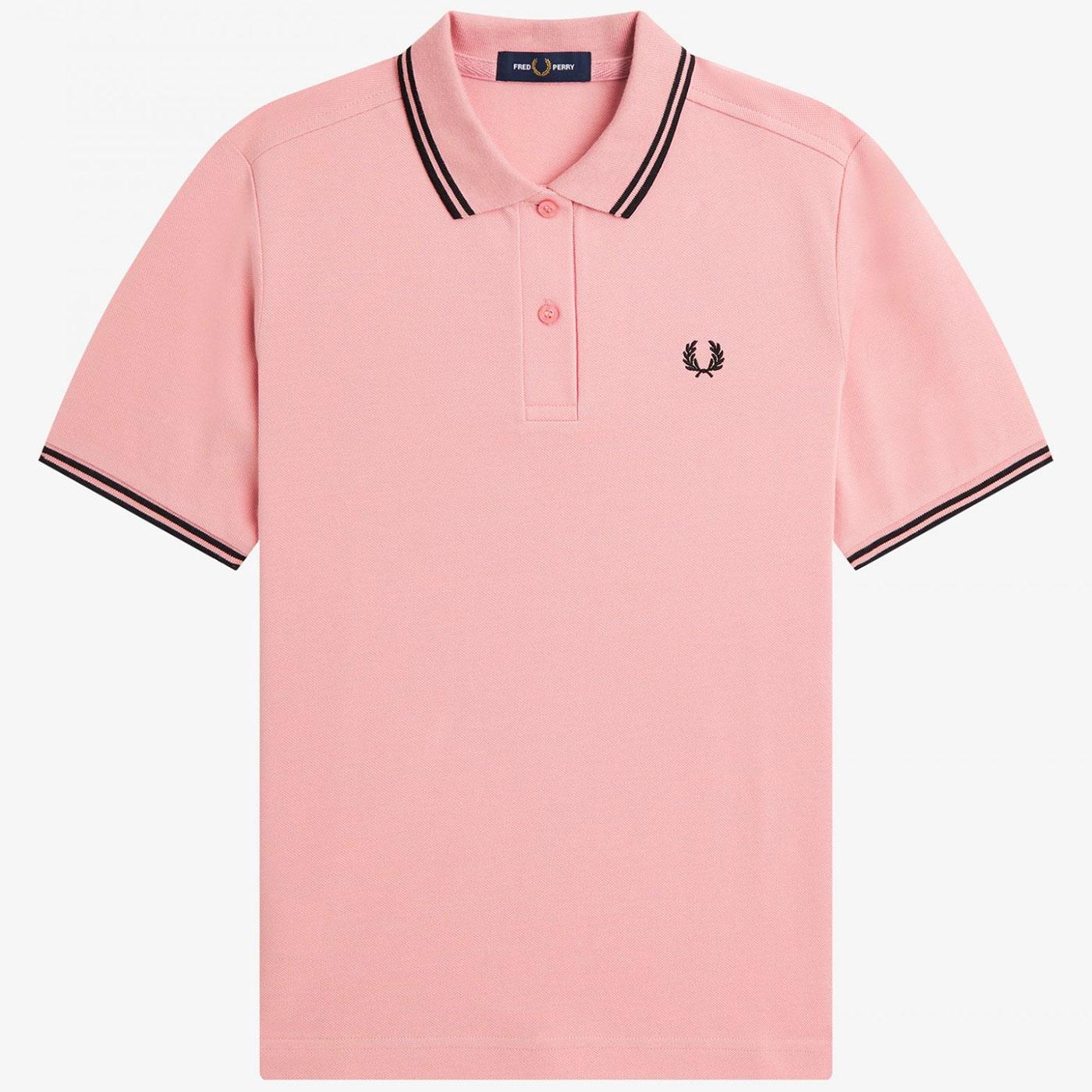 FRED PERRY Women's G3600 Twin Tipped Polo in Chalky Pink