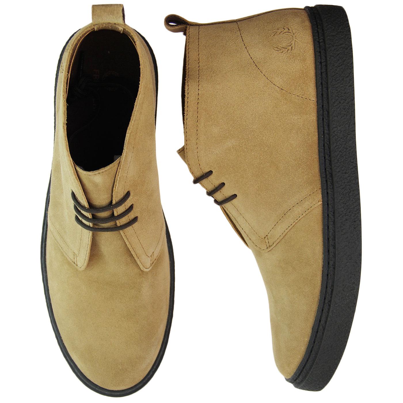 FRED PERRY Hawley Retro Mod Suede Desert Boots Almond