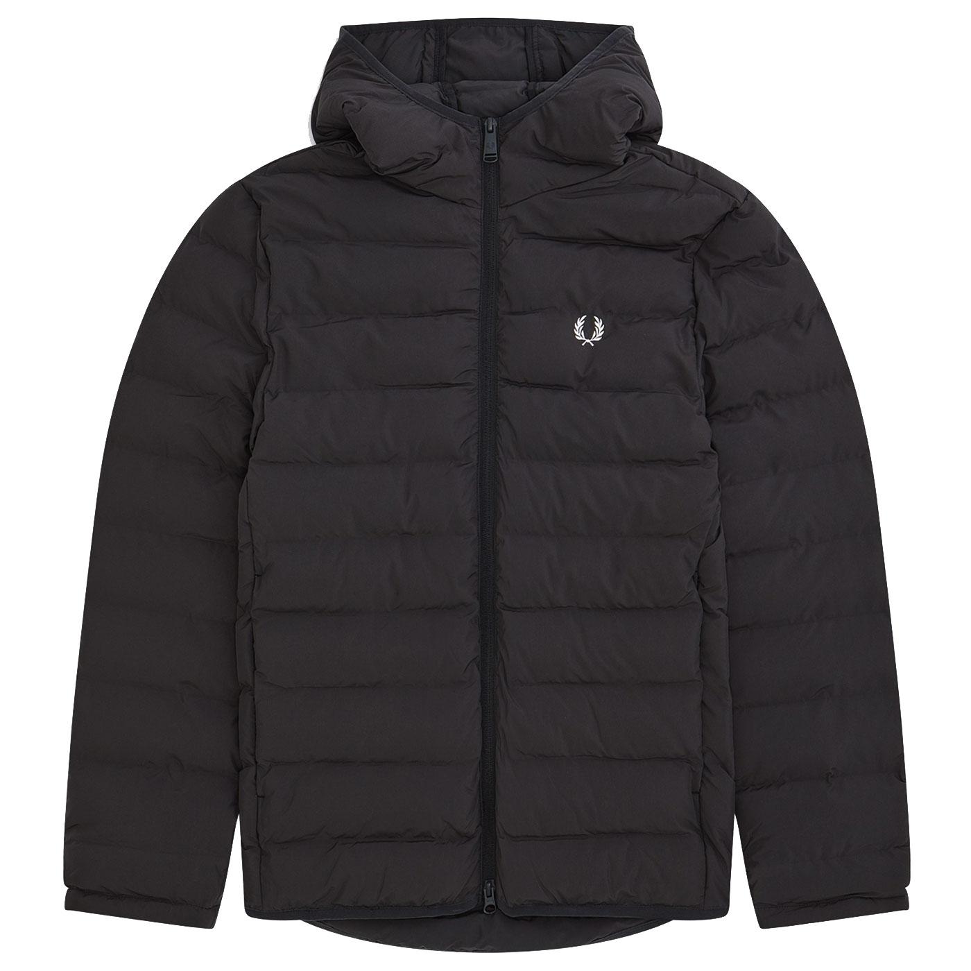FRED PERRY Insulated Padded Hooded Jacket BLACK