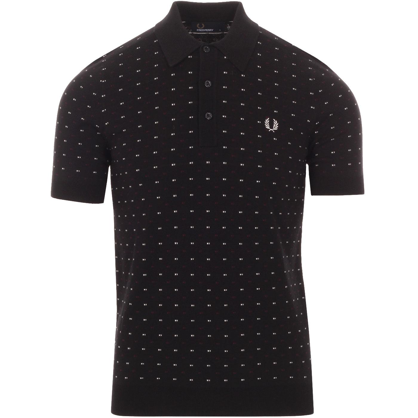 FRED PERRY Men's Retro Knitted Jacquard Polo Shirt