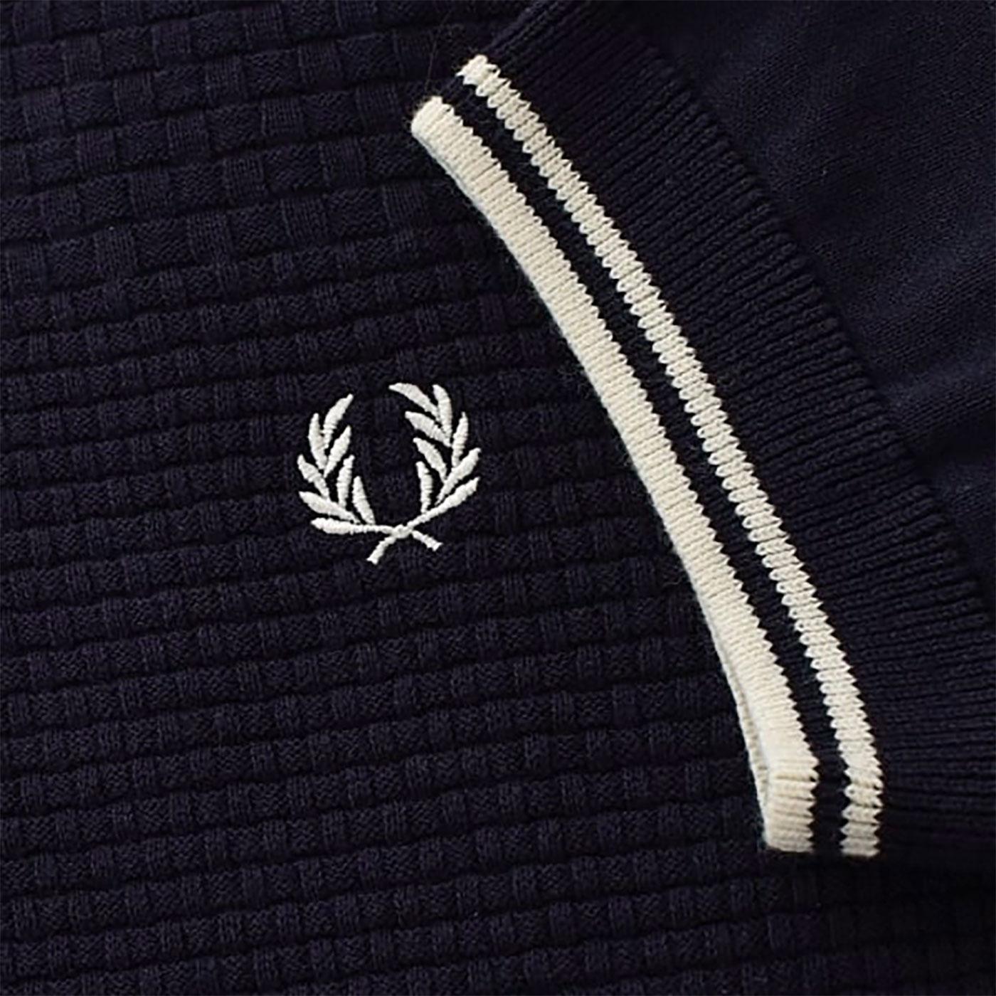 FRED PERRY Men's Retro Mod Knitted Polo Shirt in Navy