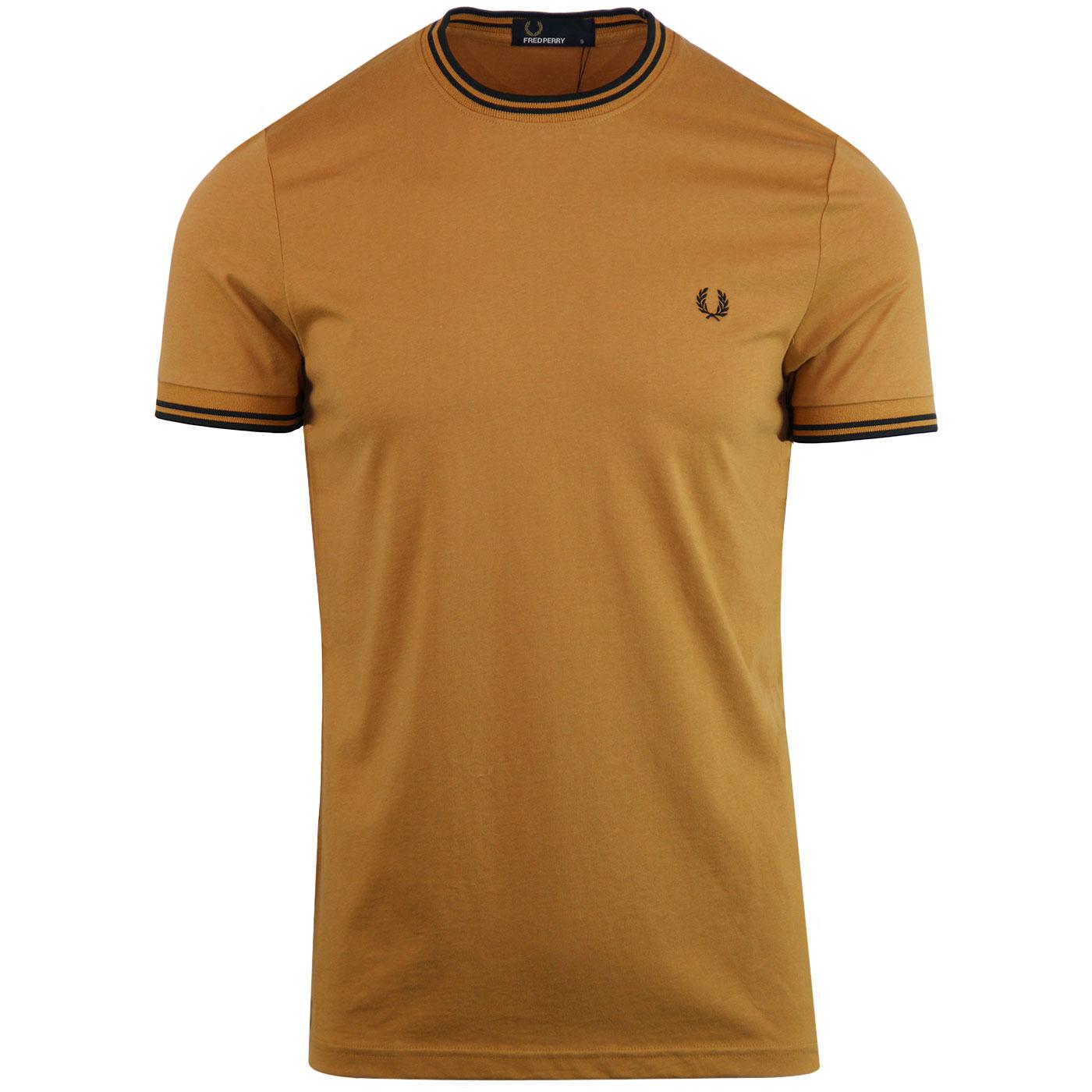 FRED PERRY Retro Twin Tipped Crew T-shirt CARAMEL