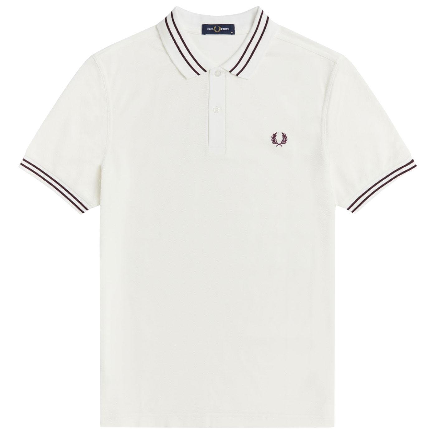 FRED PERRY Mens Textured Pique Polo Shirt in Snow White