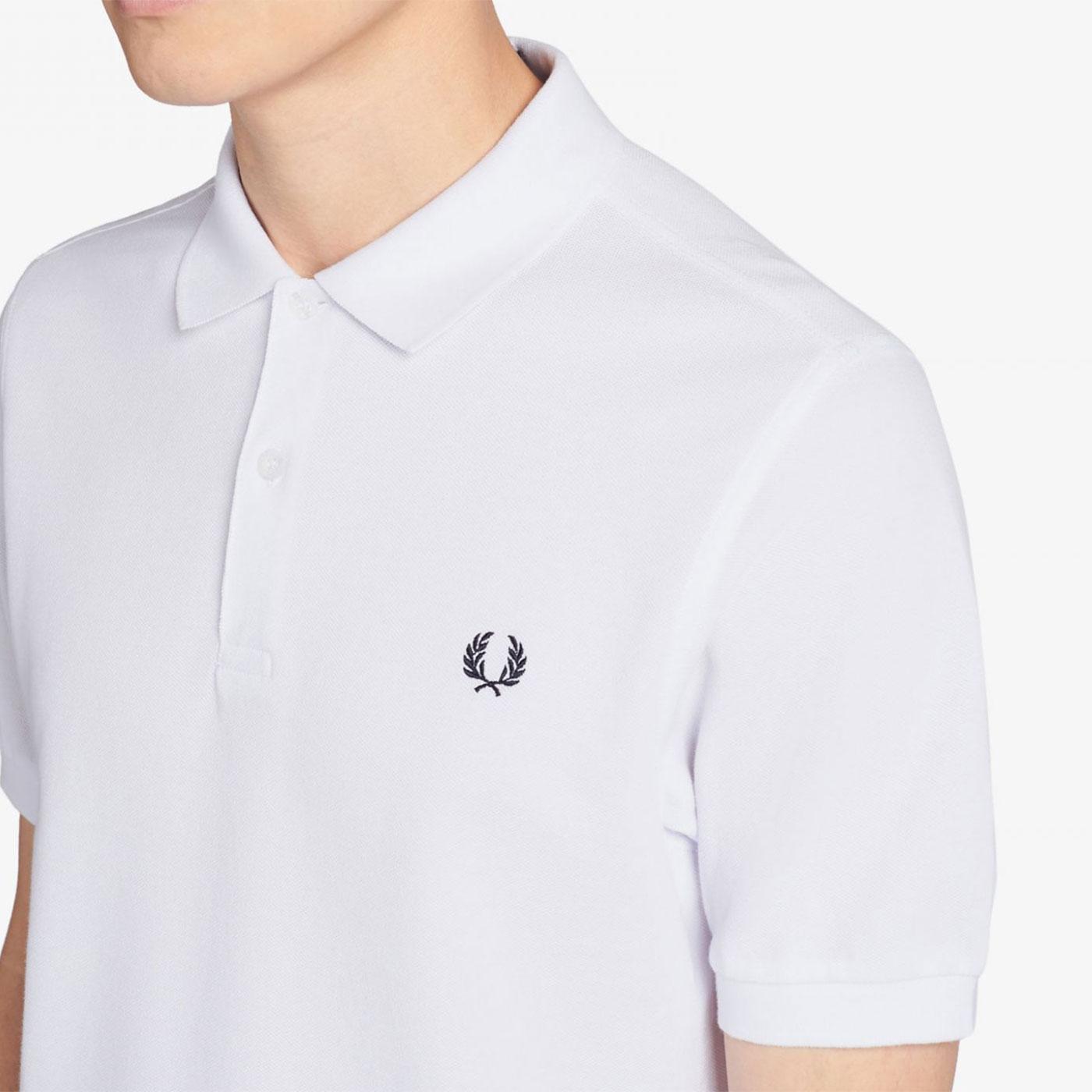 FRED PERRY Men's Retro Slim Fit Pique Polo Shirt in White