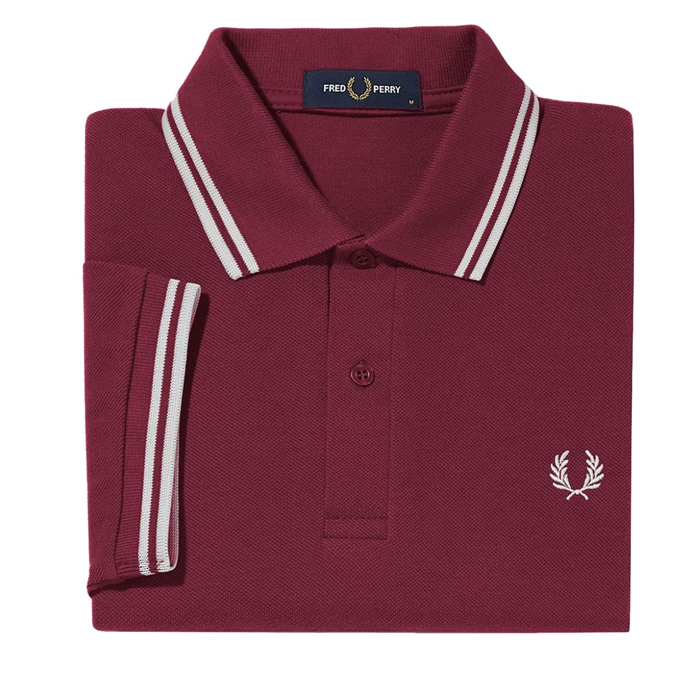 FRED PERRY M3600 Mens Twin Tipped Pique Polo in Port