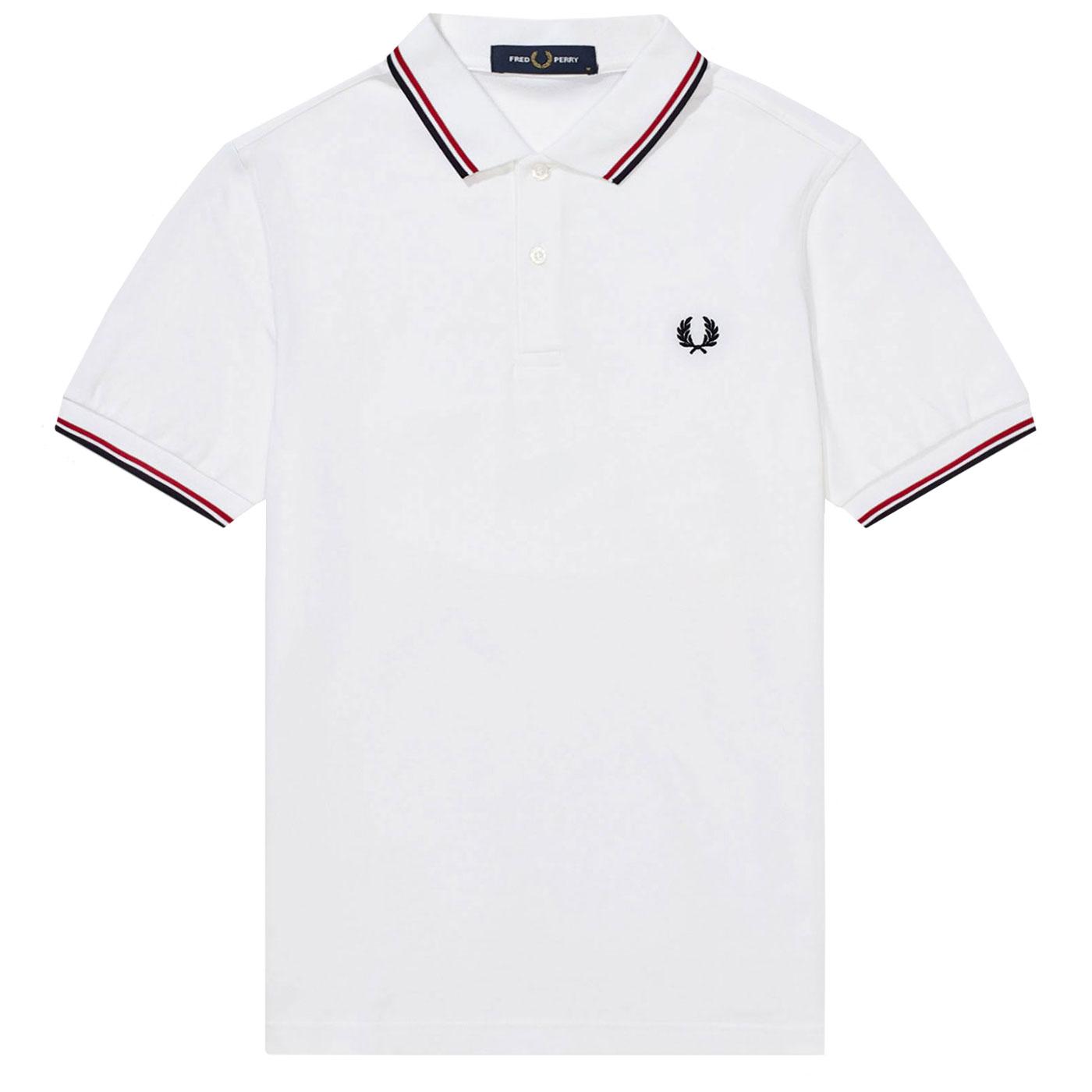 FRED PERRY M3600 Mod Twin Tipped Polo Shirt in White
