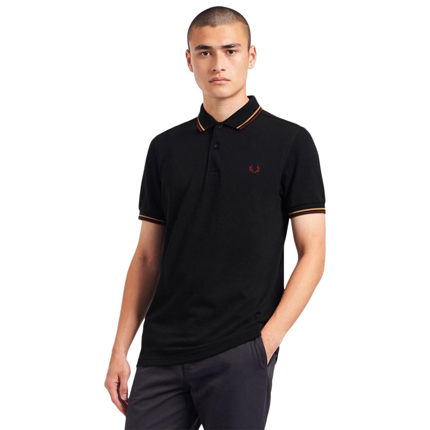 FRED PERRY M3600 Men's Twin Tipped Mod Polo Shirt in Black