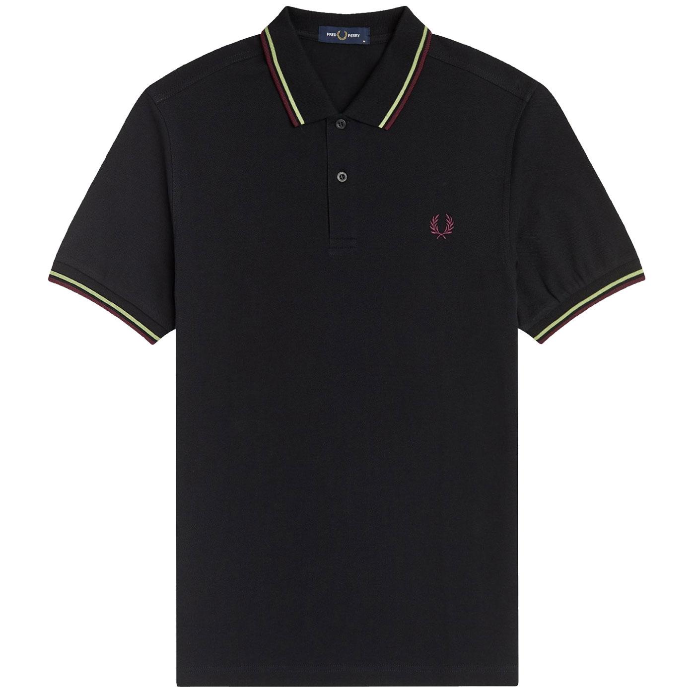 FRED PERRY M3600 Twin Tipped Mod Polo Shirt B/W/M
